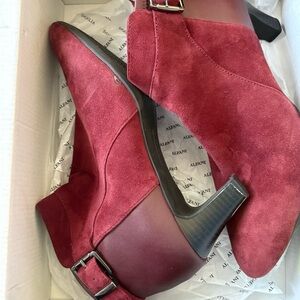 Alfani Red Suede Ankle Booties with Buckle Detail